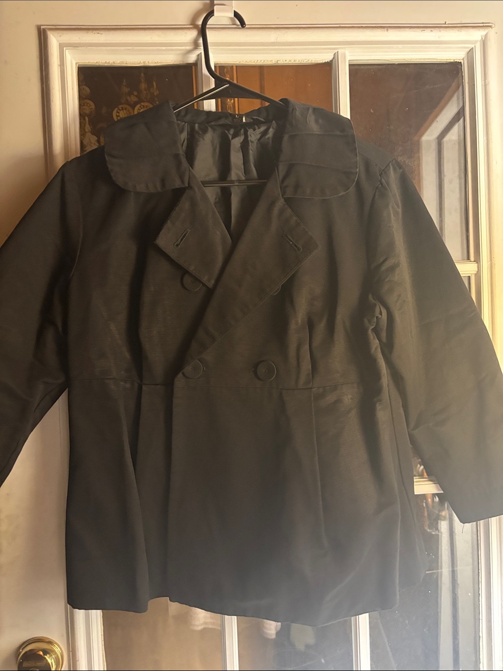 Mossimo Supply Co. Black Double-Breasted Pea Coat with Rounded Collar